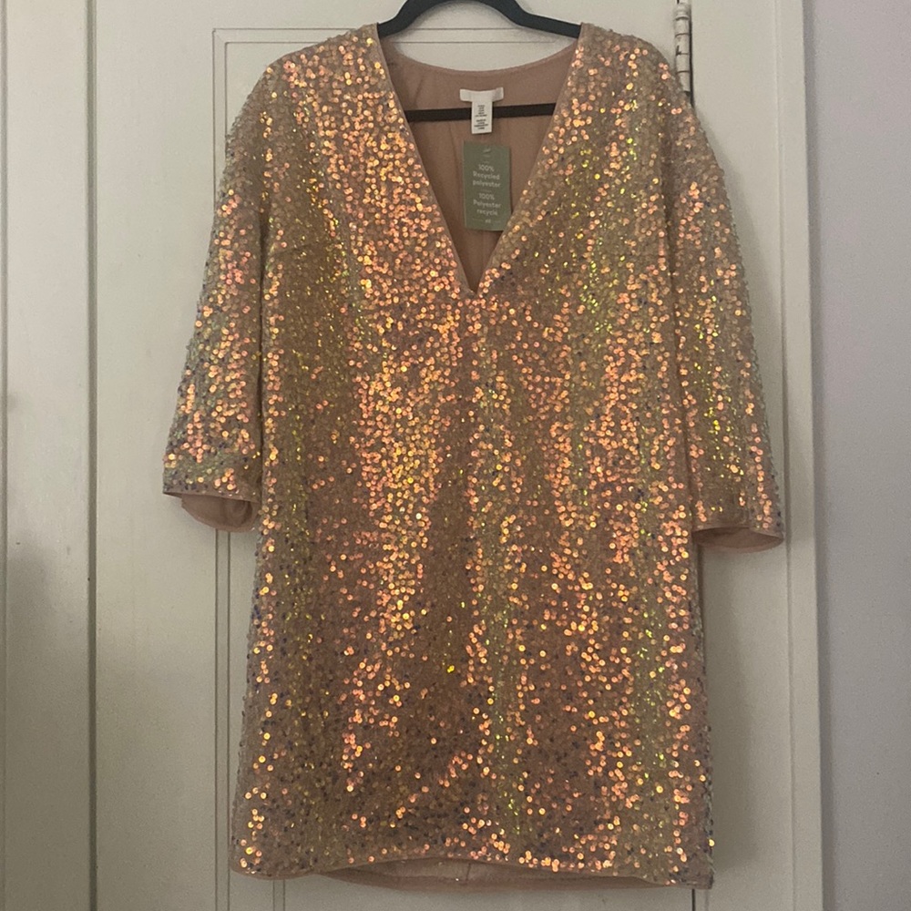 H&M rose gold sequin/glitter dress size M